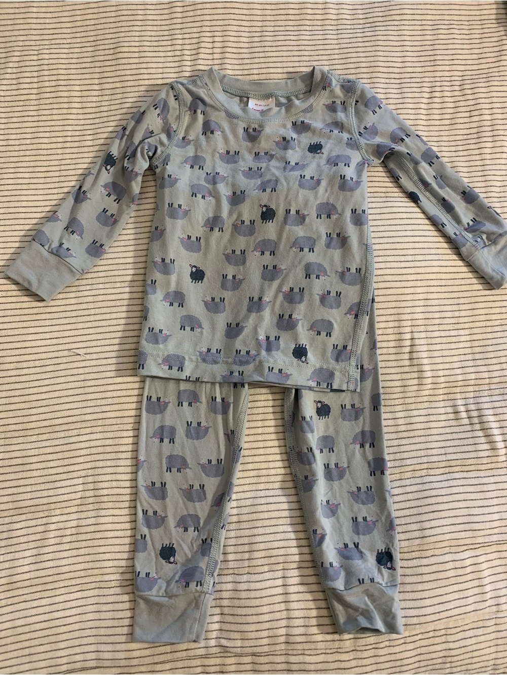 Hanna Andersson Light Blue Sheep Print Pajama Set 2T Oeko Tex Tencel